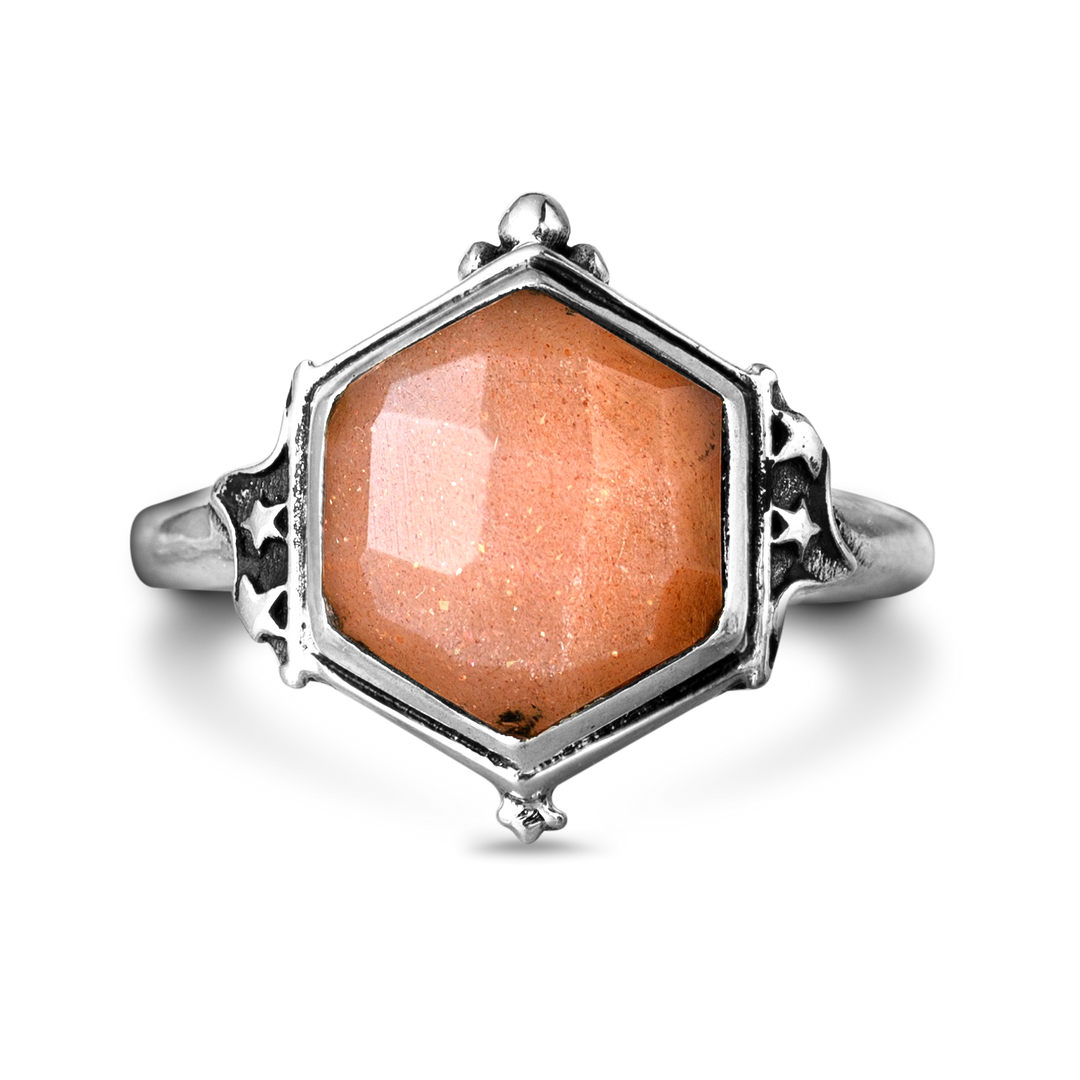 Peach Moonstone Celestial Ring