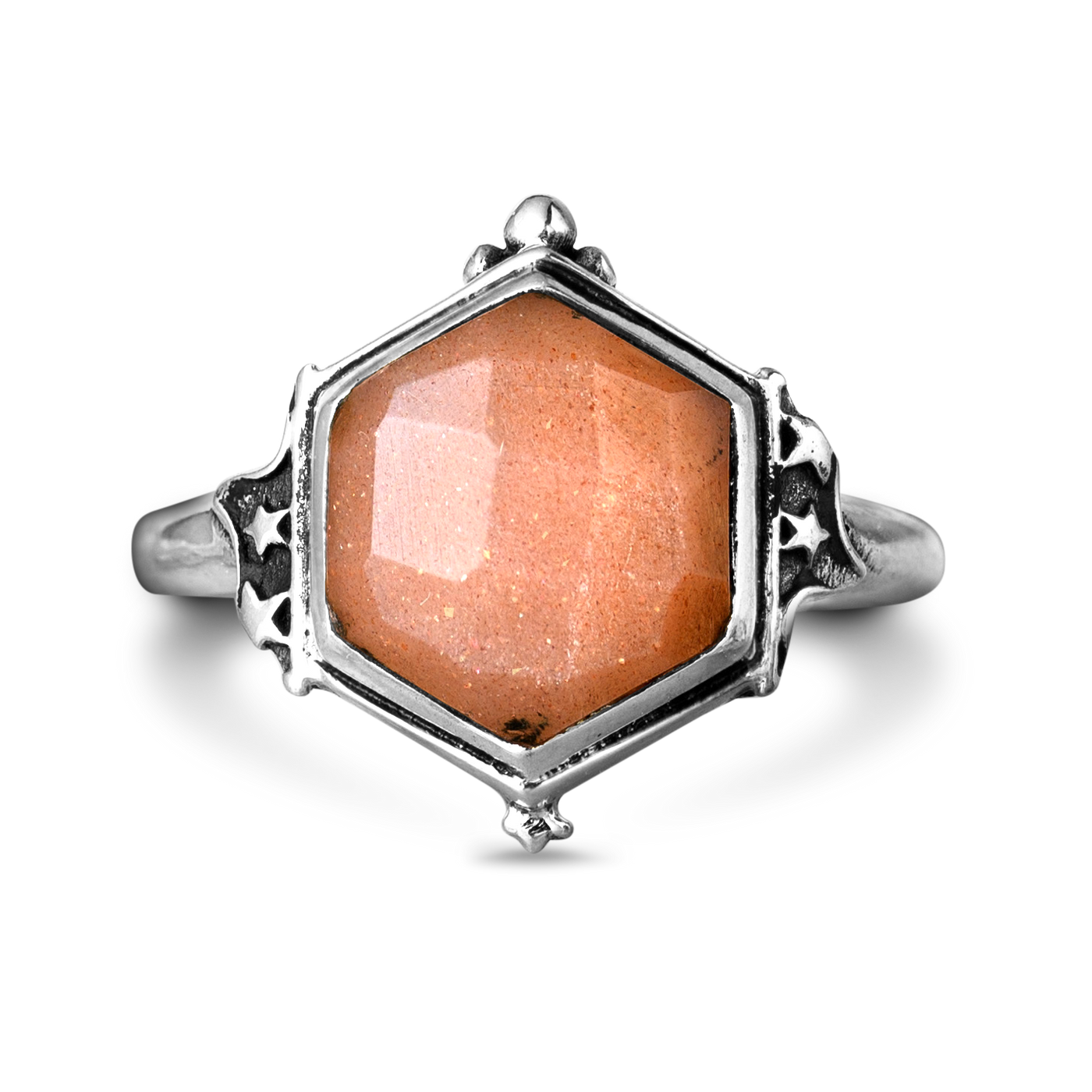 Peach Moonstone Celestial Ring