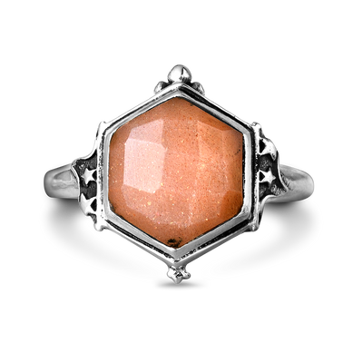 Peach Moonstone Celestial Ring - Boho Magic