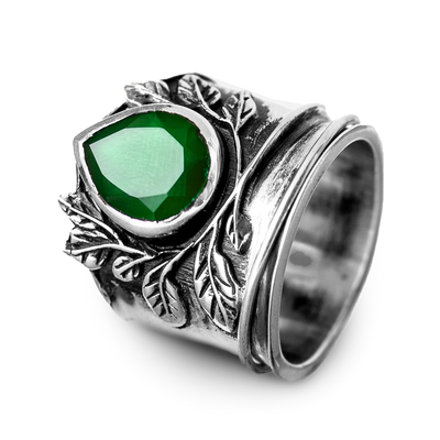 Leaves Onyx Fidget Ring - Boho Magic