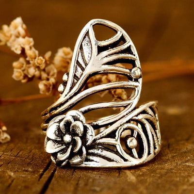 Peacock Statement Ring Sterling Silver - Boho Magic