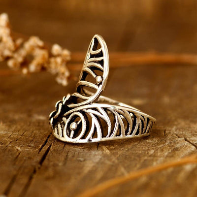 Peacock Statement Ring Sterling Silver - Boho Magic