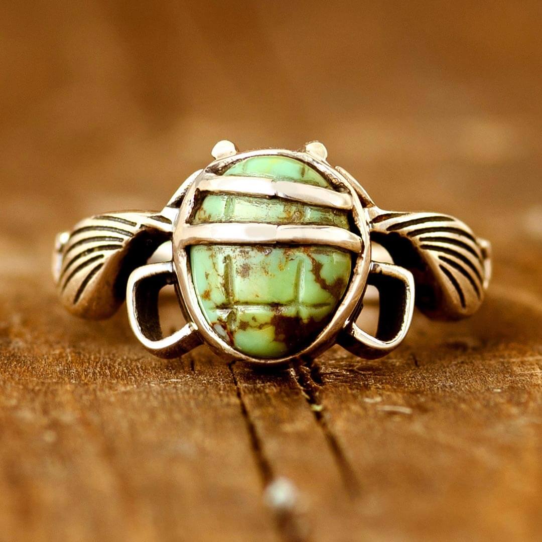 Egyptian Scarab Ring with Turquoise