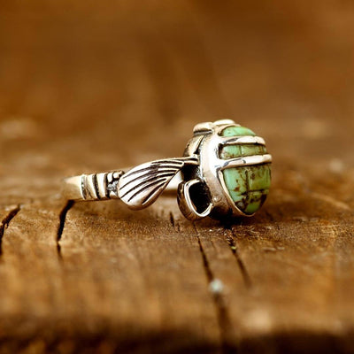 Egyptian Scarab Ring with Turquoise - Boho Magic