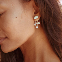 Cloud and Raindrops Moonstone Ear Jacket Earrings - Boho Magic