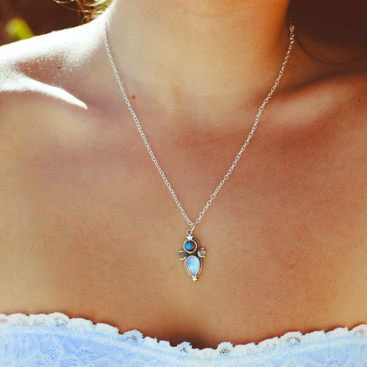 Labradorite and Moonstone Celestial Necklace