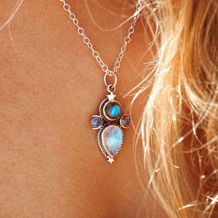 Labradorite and Moonstone Celestial Necklace