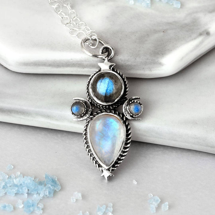 Labradorite and Moonstone Celestial Necklace