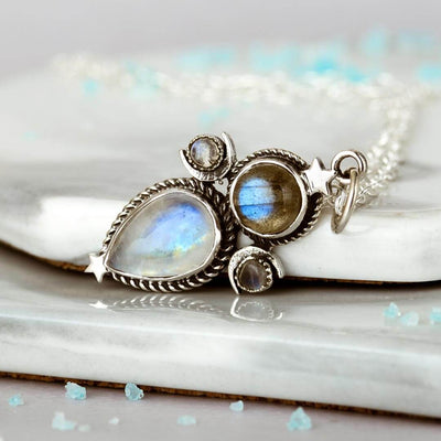 Labradorite and Moonstone Celestial Necklace - Boho Magic