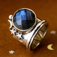 Labradorite Stars and Moon Fidget Ring - Boho Magic