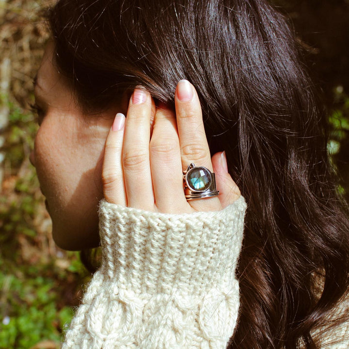 Labradorite Stars and Moon Fidget Ring