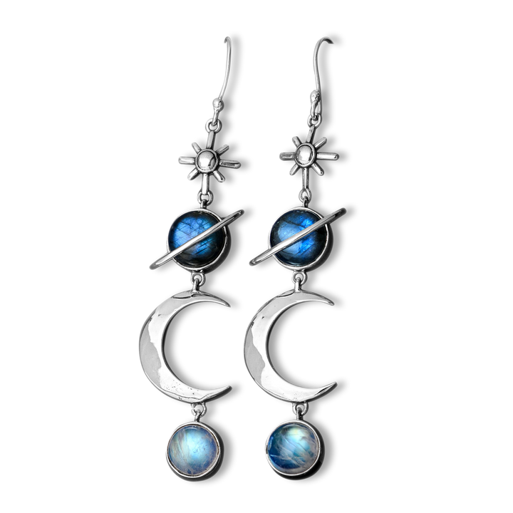 Celestial Labradorite and Moonstone Earrings