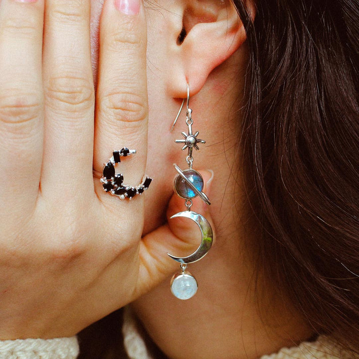 Celestial Labradorite and Moonstone Earrings