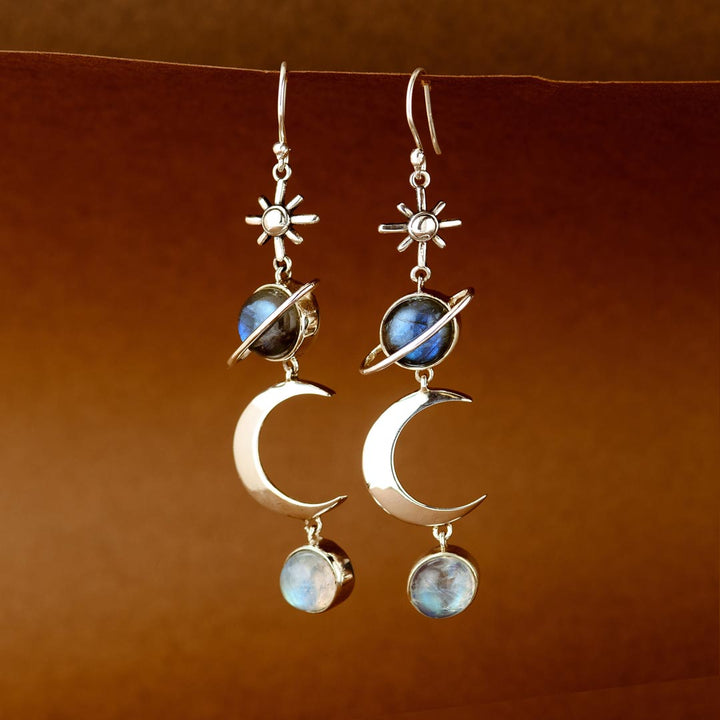 Celestial Labradorite and Moonstone Earrings