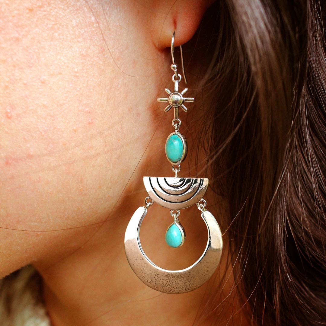 Boho Turquoise Dangle Earrings
