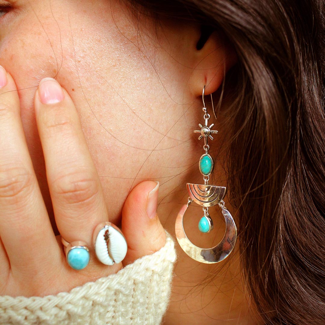 Boho Turquoise Dangle Earrings