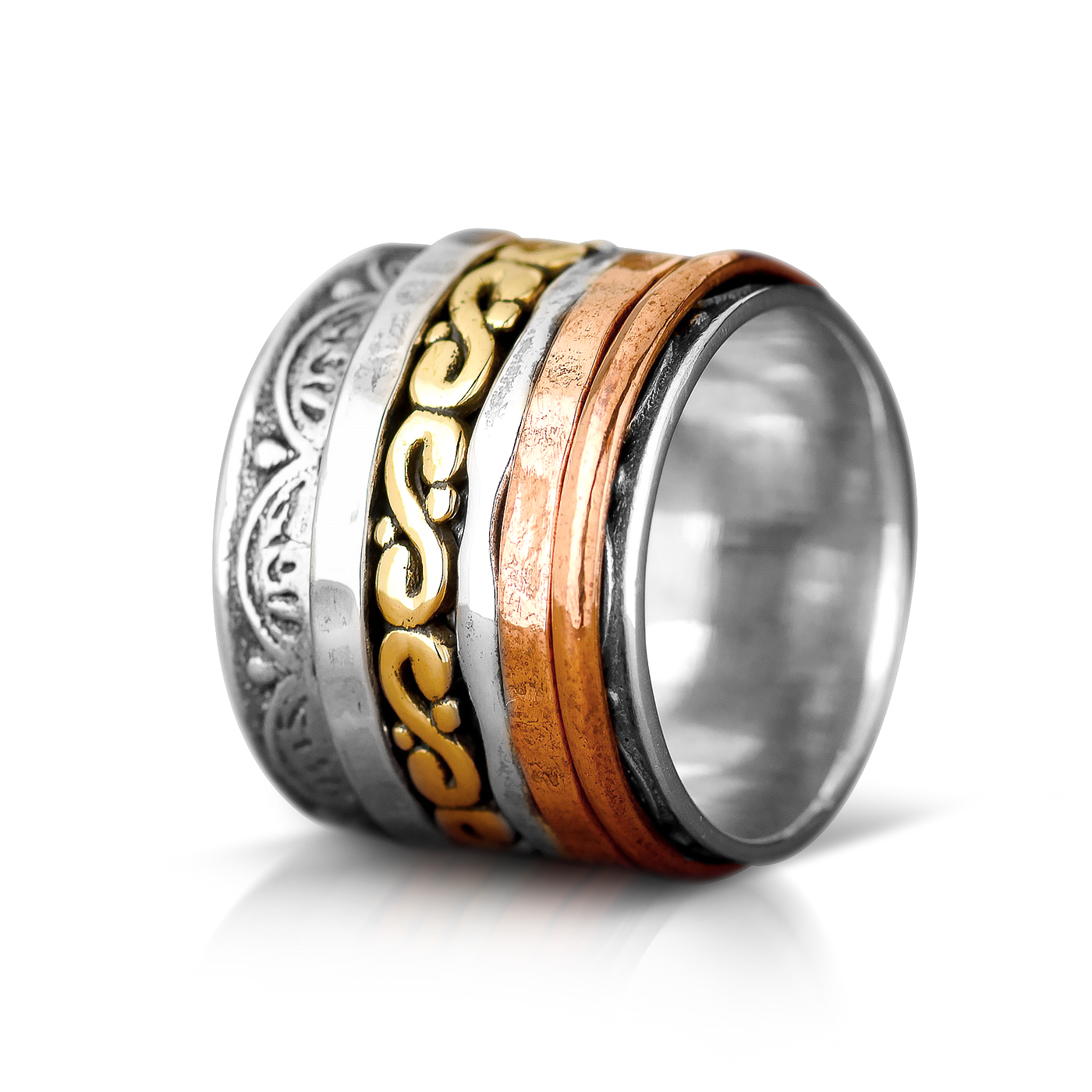 Tricolor Wide Fidget Ring