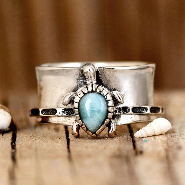 Turtle Larimar Fidget Ring