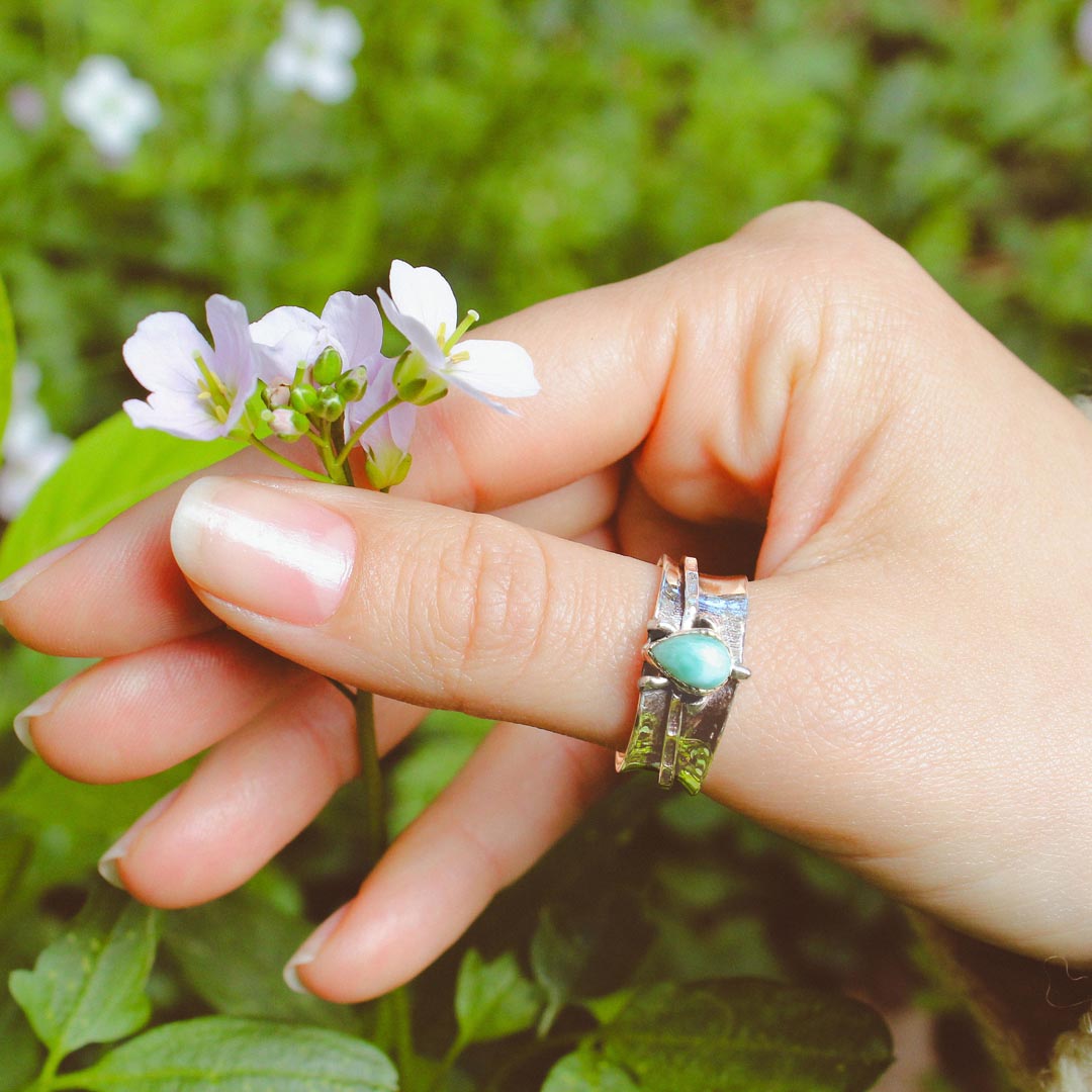 Turtle Larimar Fidget Ring