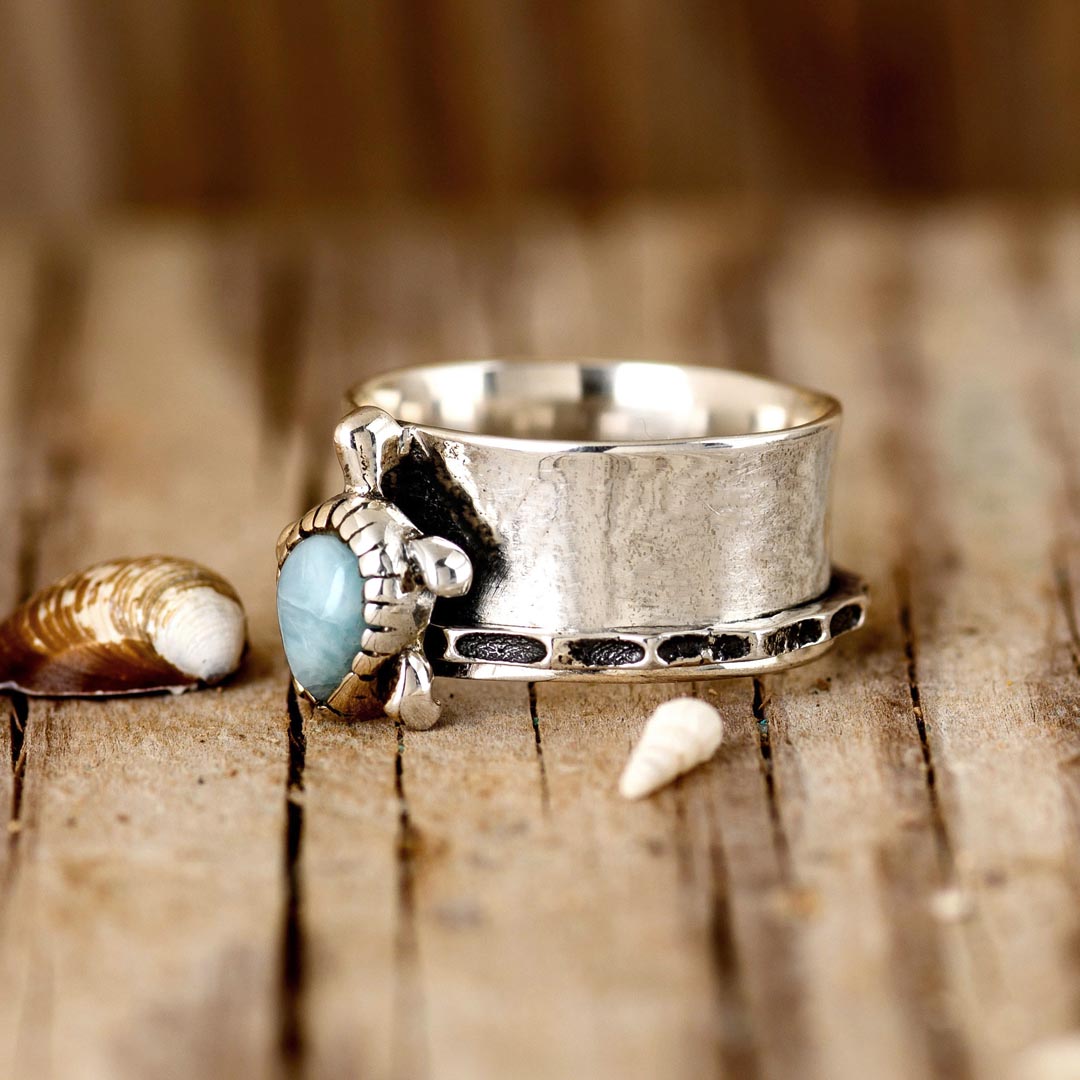 Turtle Larimar Fidget Ring