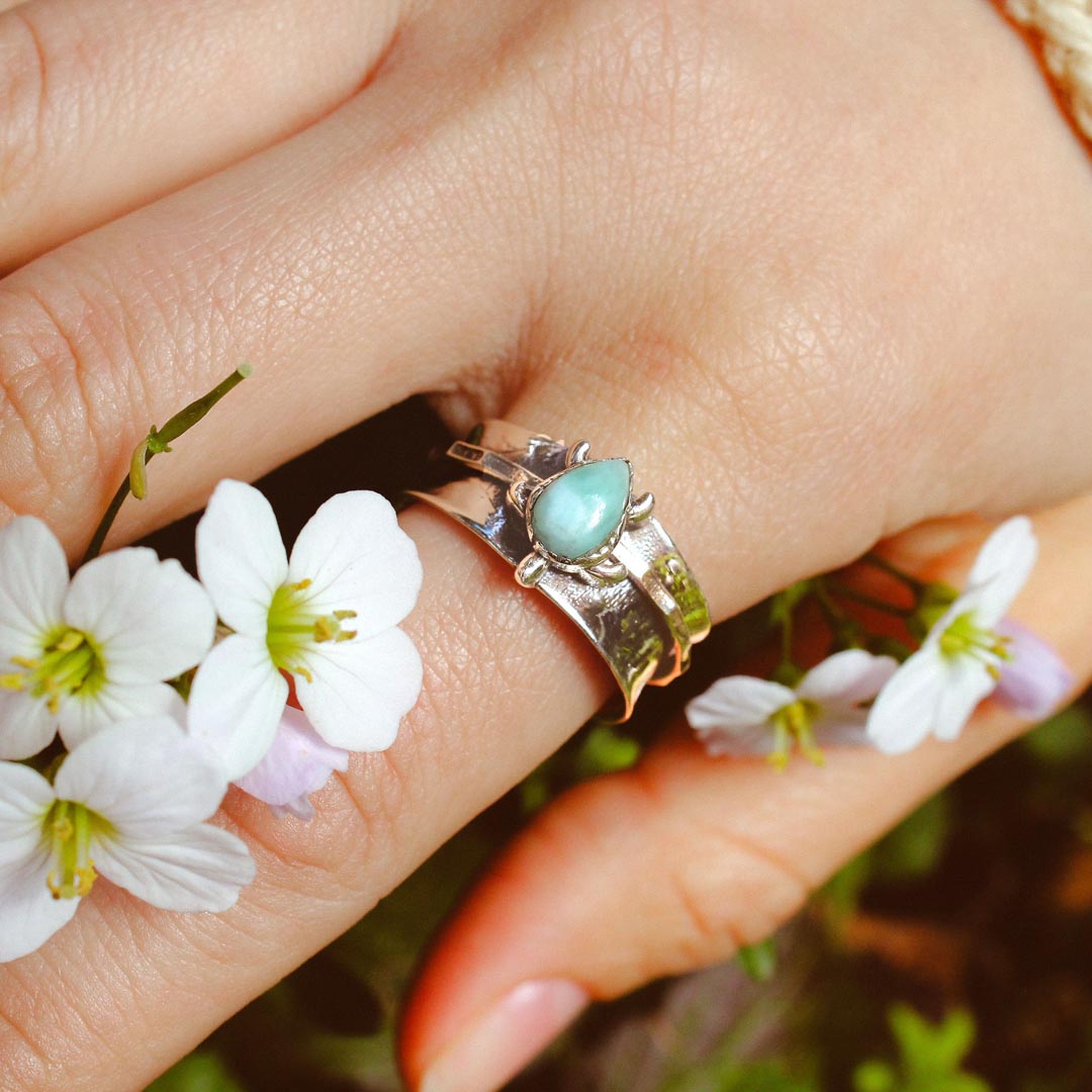 Turtle Larimar Fidget Ring