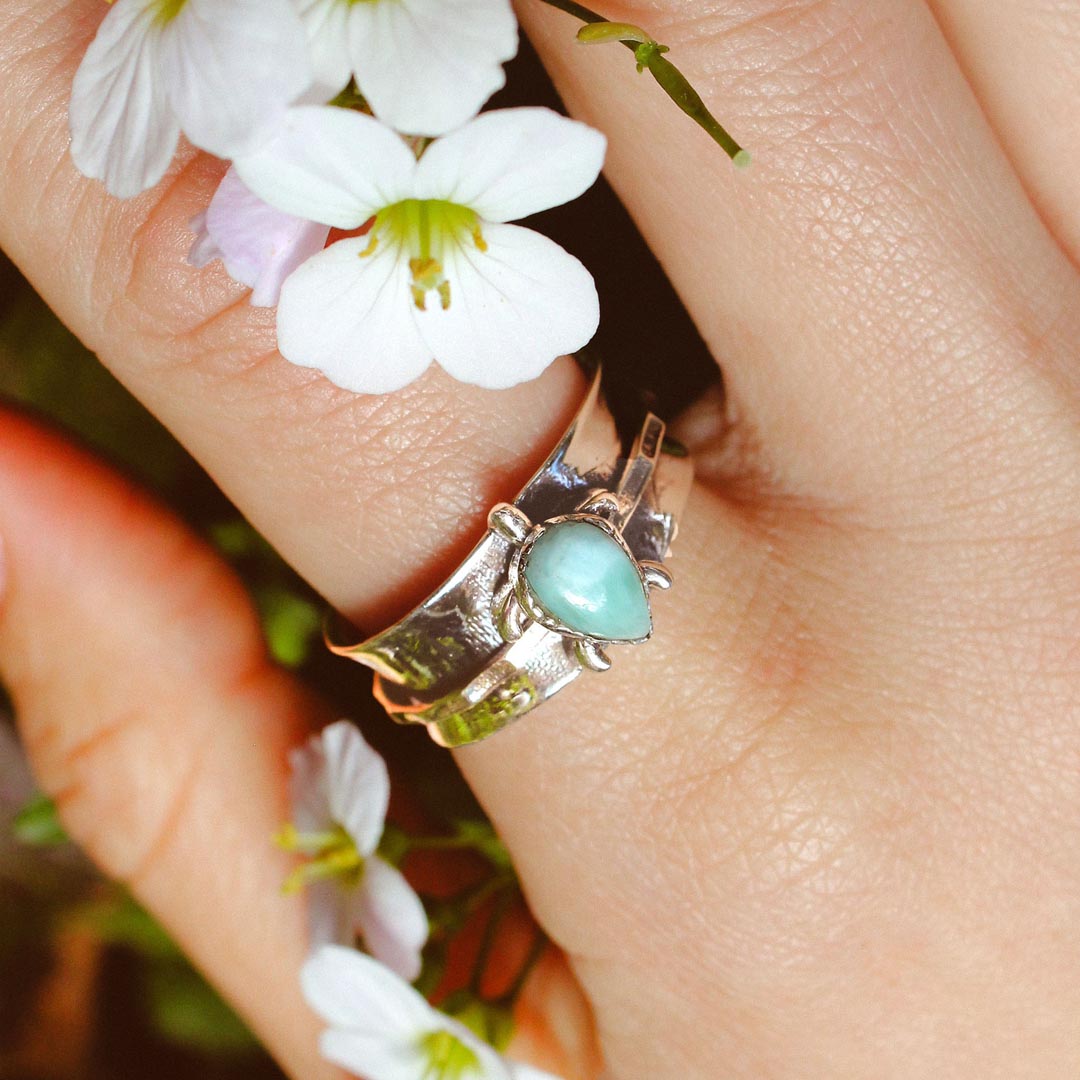 Turtle Larimar Fidget Ring