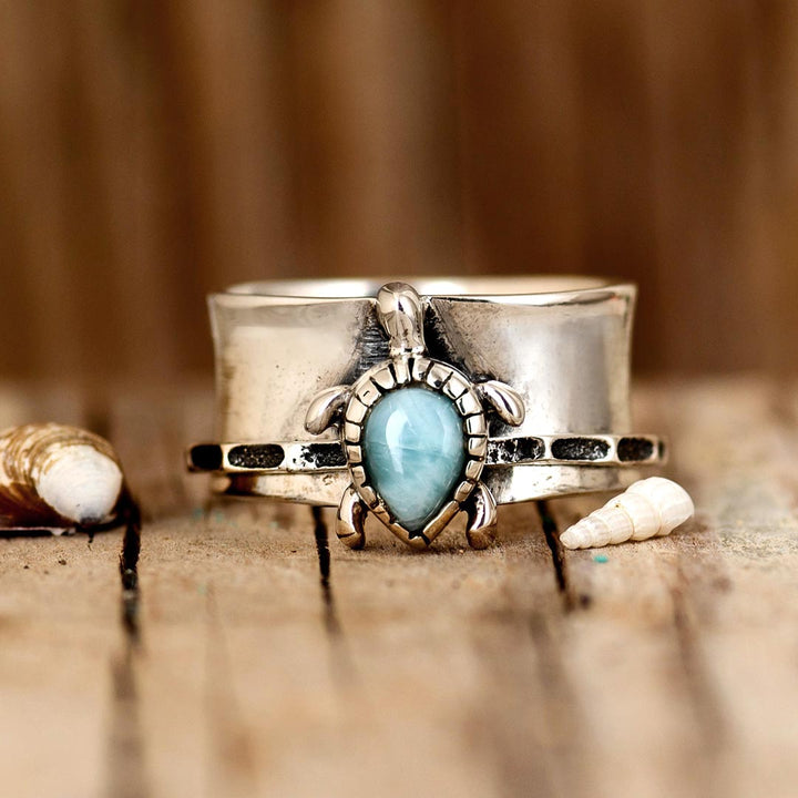 Turtle Larimar Fidget Ring