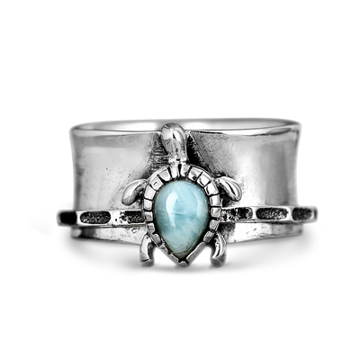 Turtle Larimar Fidget Ring - Boho Magic