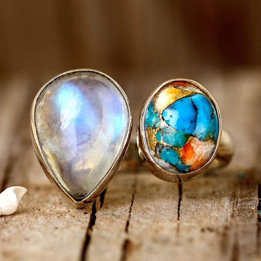 Oyster Copper Turquoise and Moonstone Ring