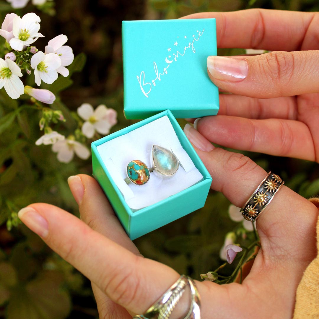 Oyster Copper Turquoise and Moonstone Ring