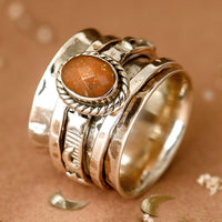 Peach Moonstone Celestial Fidget Ring - Boho Magic