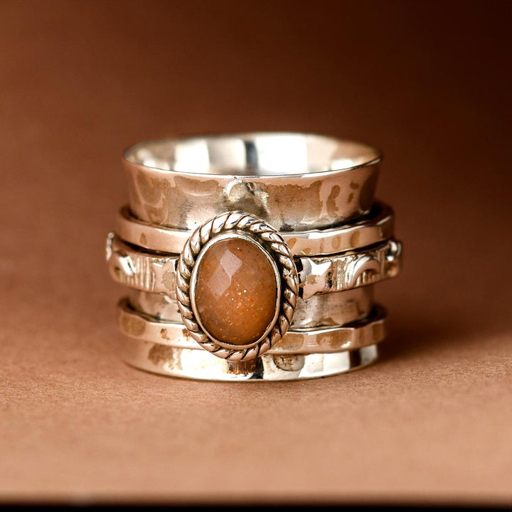 Peach Moonstone Celestial Fidget Ring