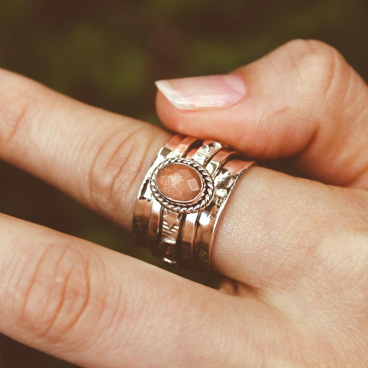 Peach Moonstone Celestial Fidget Ring