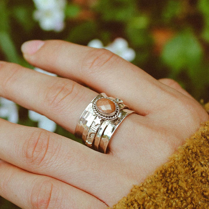 Peach Moonstone Celestial Fidget Ring