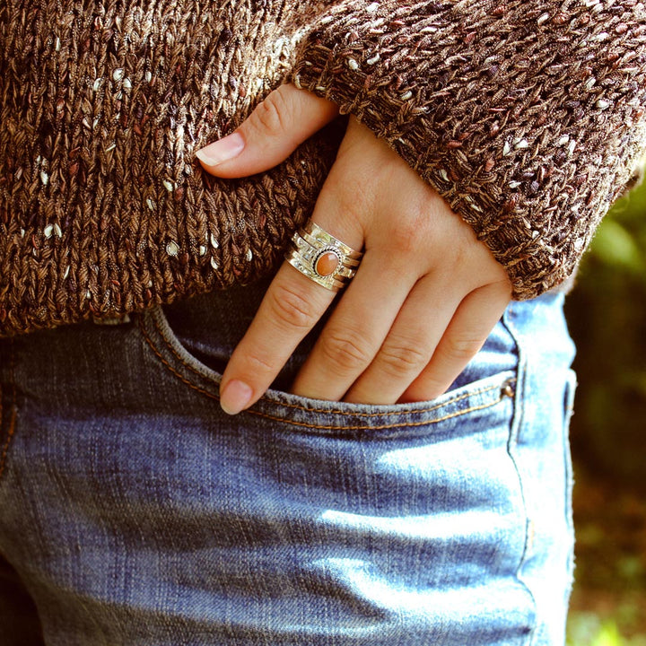 Peach Moonstone Celestial Fidget Ring