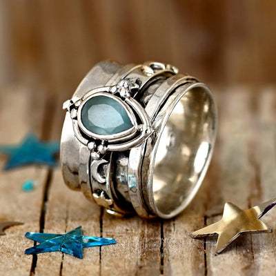 Aquamarine Celestial Fidget Ring - Boho Magic