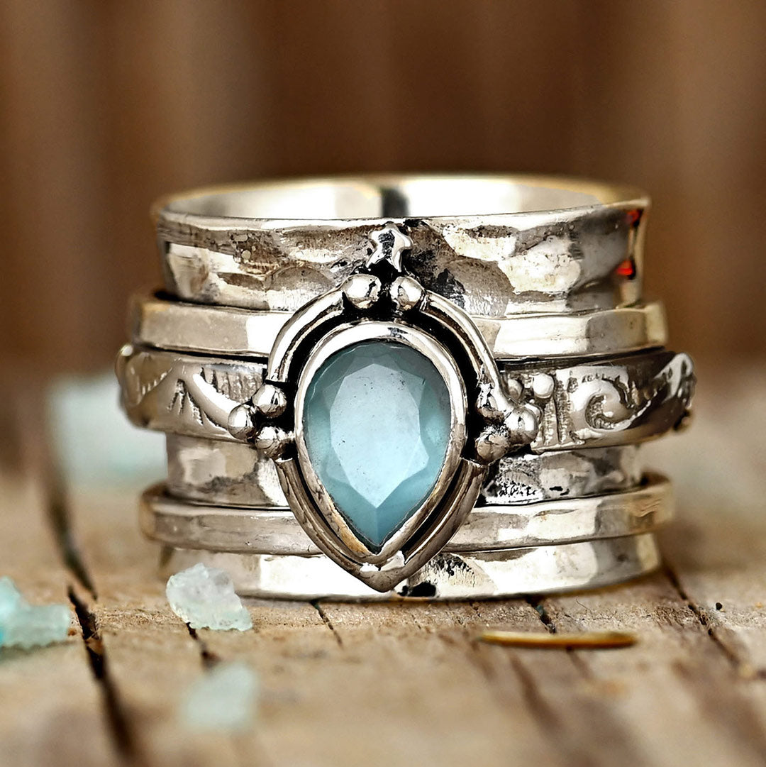 Aquamarine Celestial Fidget Ring – Boho Magic Jewelry