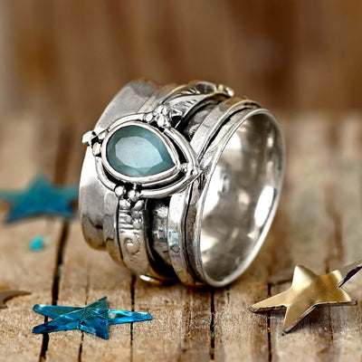 Aquamarine Celestial Fidget Ring - Boho Magic