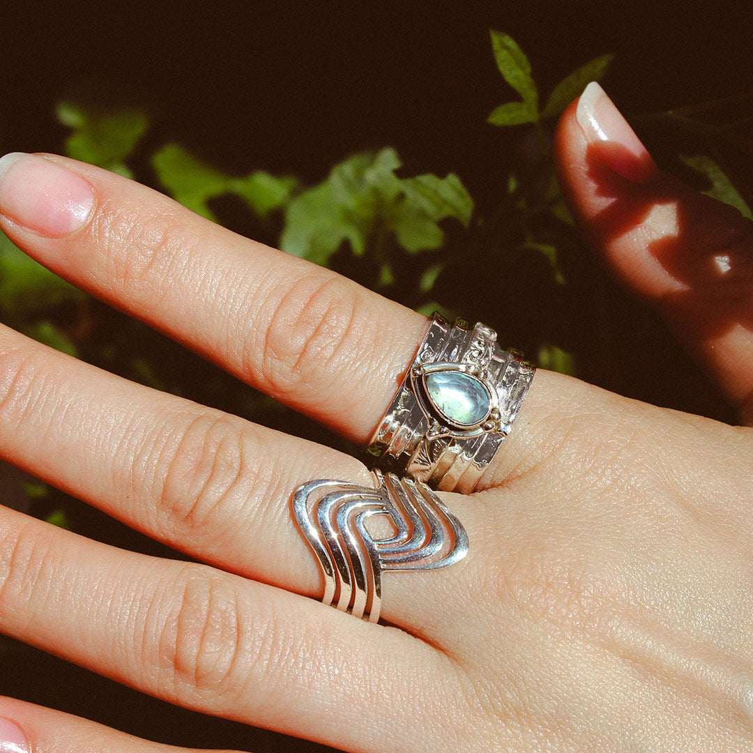 Aquamarine Celestial Fidget Ring – Boho Magic Jewelry