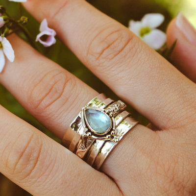 Aquamarine Celestial Fidget Ring - Boho Magic