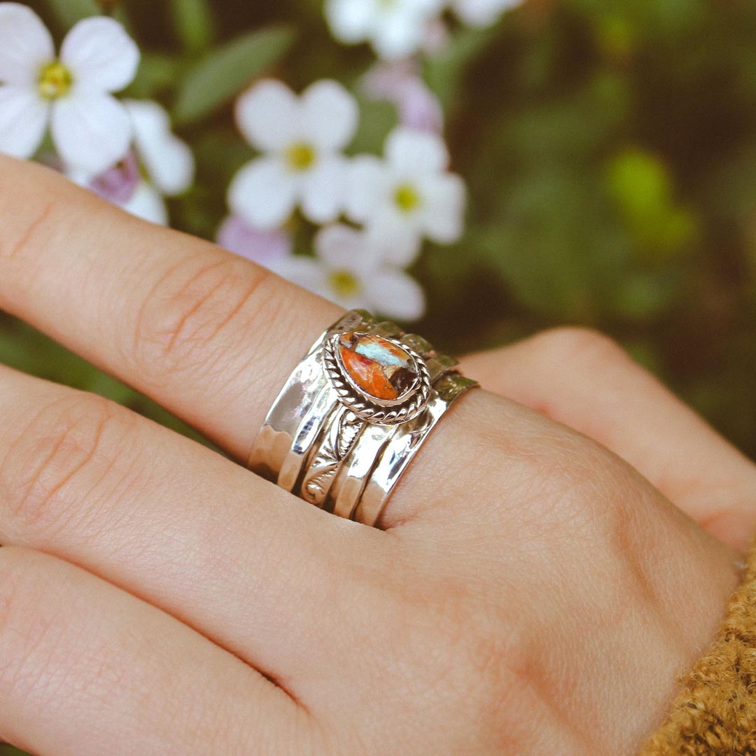 Oyster Copper Turquoise Fidget ring