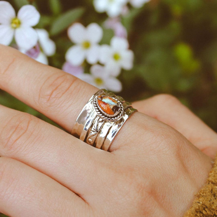 Oyster Copper Turquoise Fidget ring