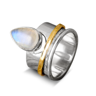 Moon and Moonstone Fidget Ring - Boho Magic