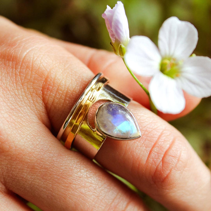 Moon and Moonstone Fidget Ring