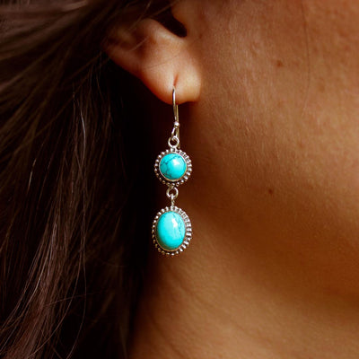 Turquoise Sterling Silver Earrings - Boho Magic