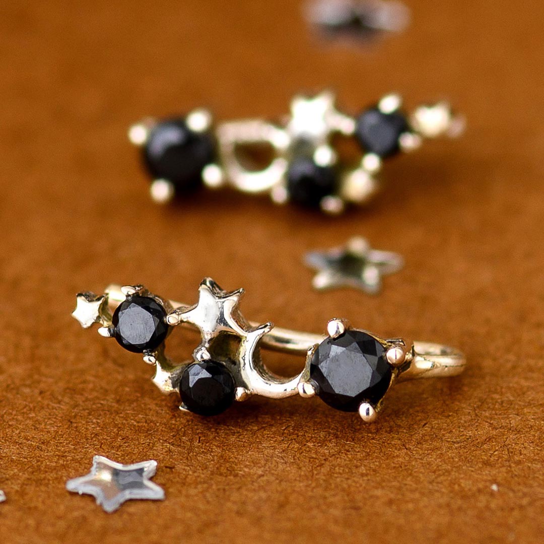 Black Onyx Celestial Climber Earrings