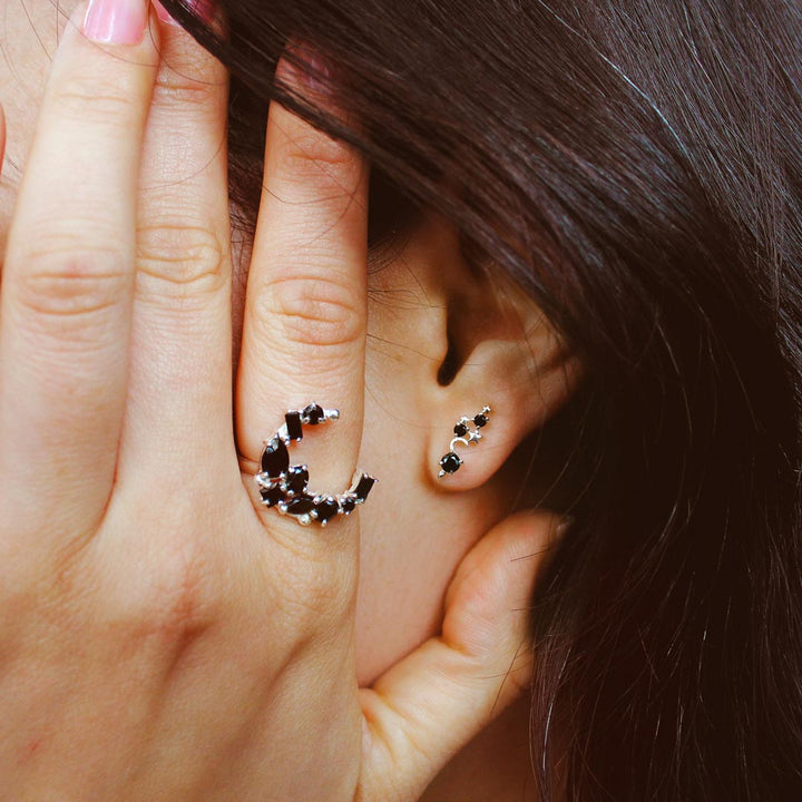 Black Onyx Celestial Climber Earrings