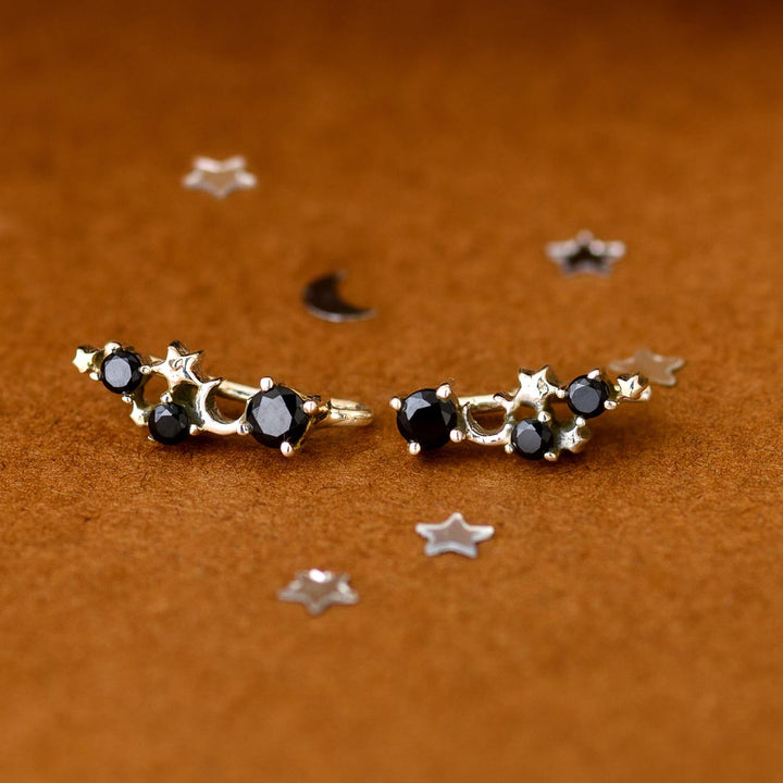 Black Onyx Celestial Climber Earrings