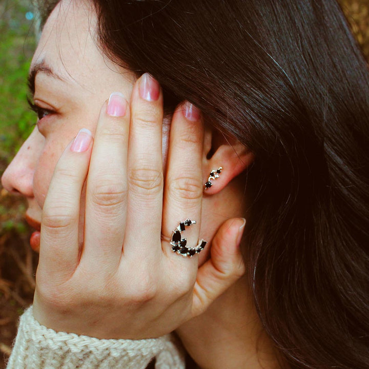 Black Onyx Celestial Climber Earrings