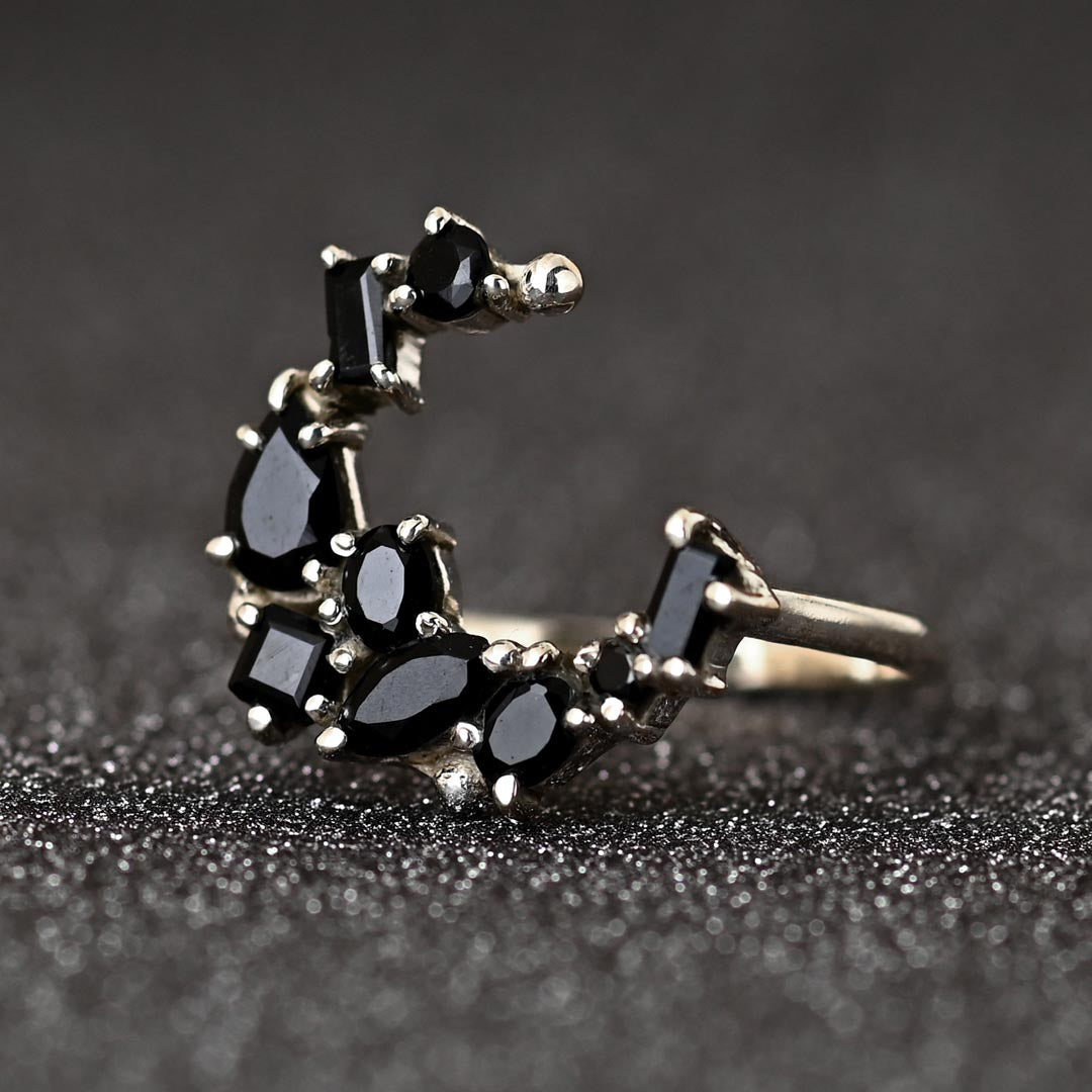 Black Onyx Moon Ring – Boho Magic Jewelry